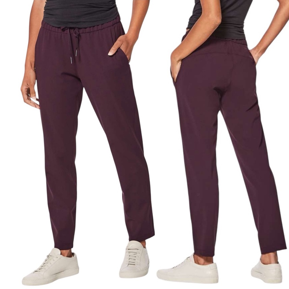 Lululemon On The Fly Pant 28" Black Cherry Size 8 burgundy maroon